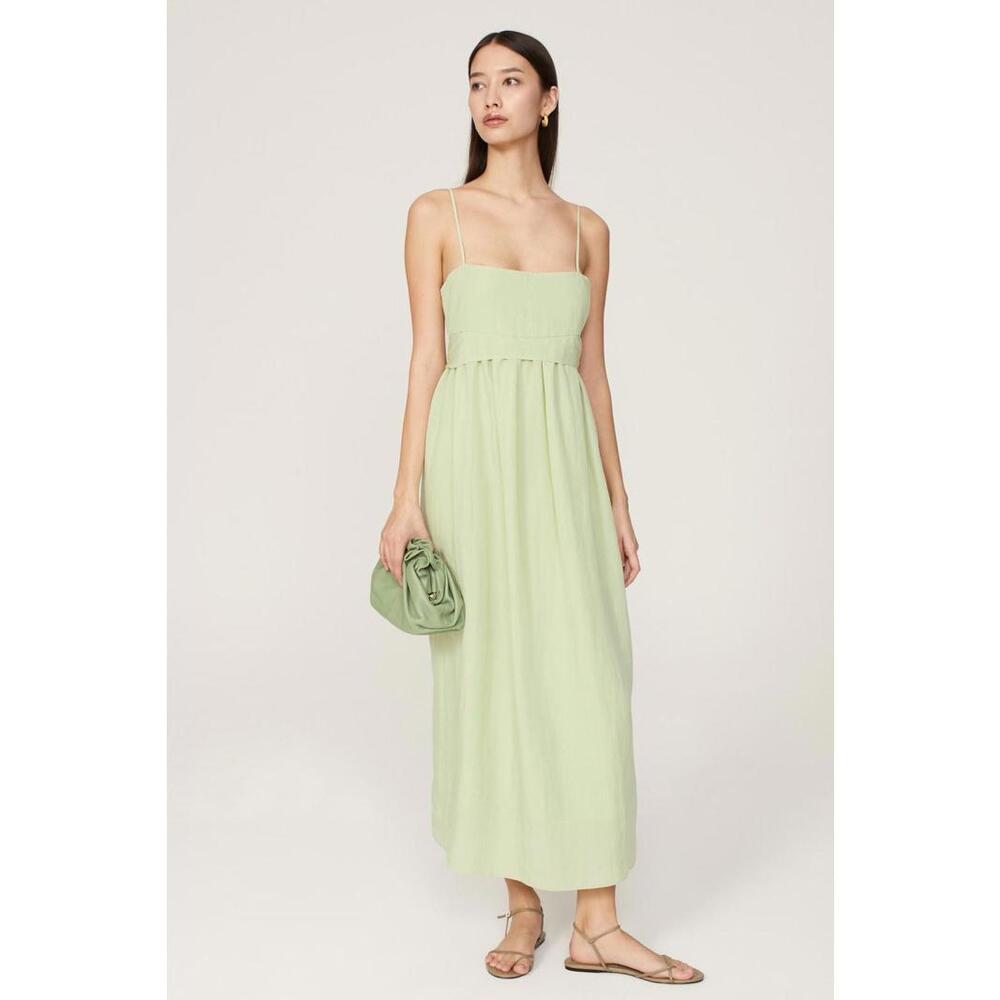 Vince Green Midi Dress Size XS with Fabric Tear